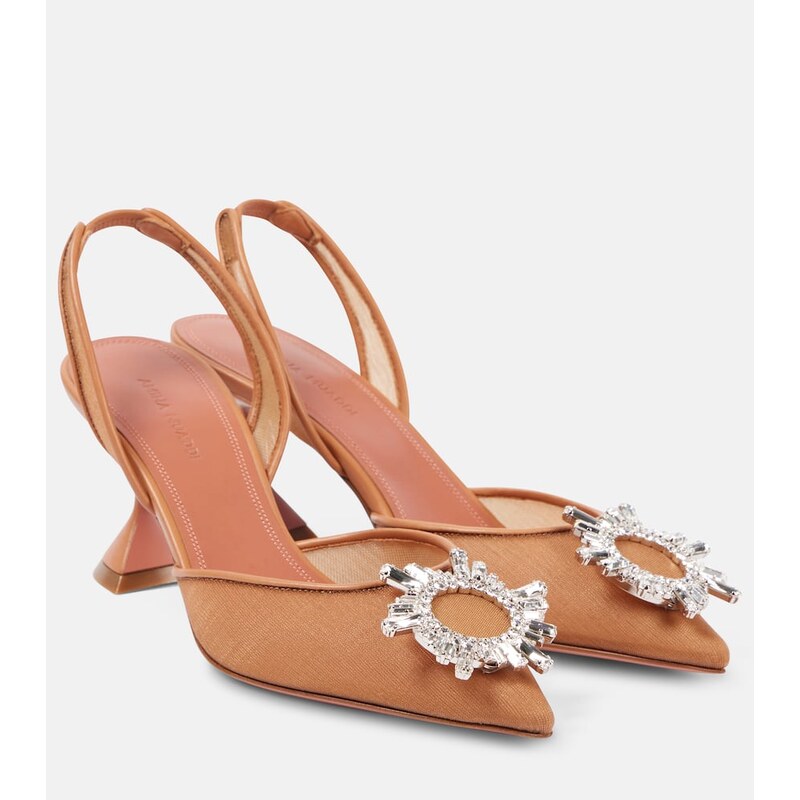 Amina Muaddi Begum 70 embellished mesh slingback pumps