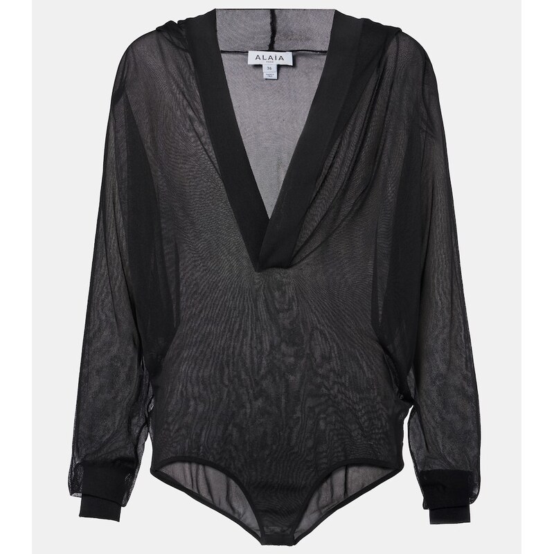 Alaïa Sheer hooded bodysuit