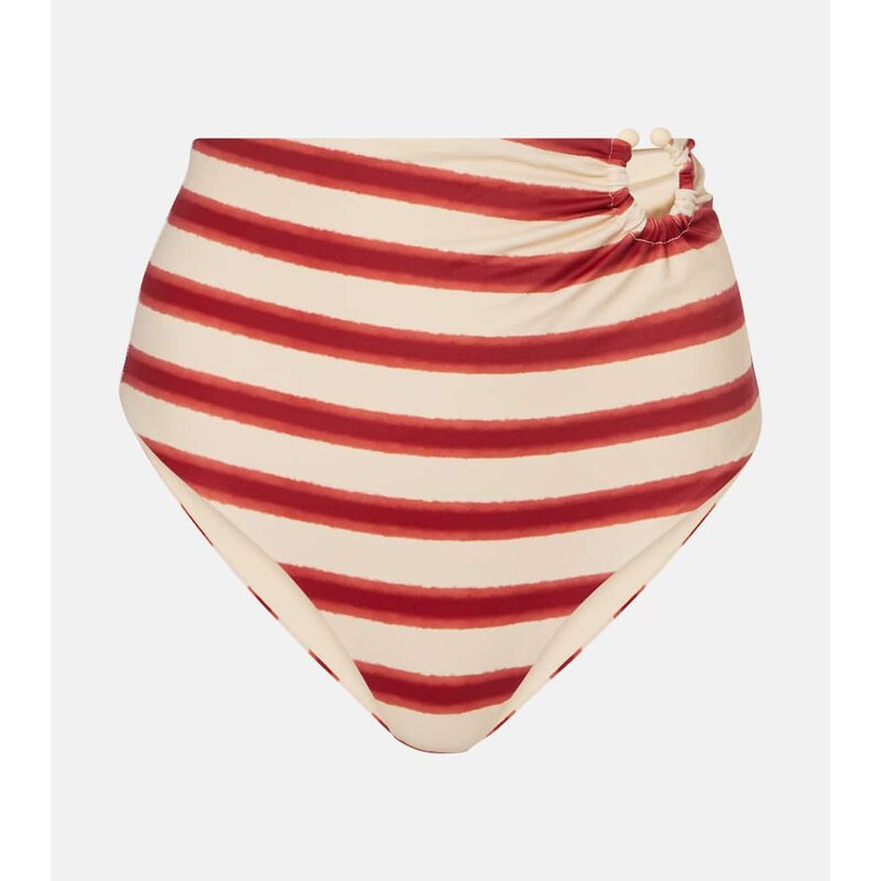 Johanna Ortiz Striped high-rise bikini bottoms