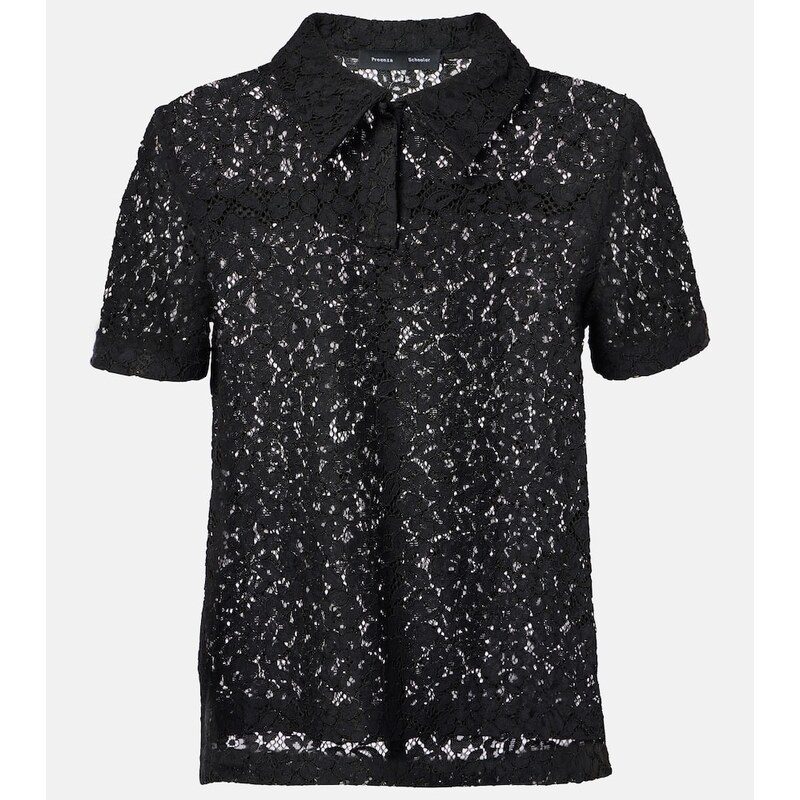 Proenza Schouler Kennedy floral lace polo shirt