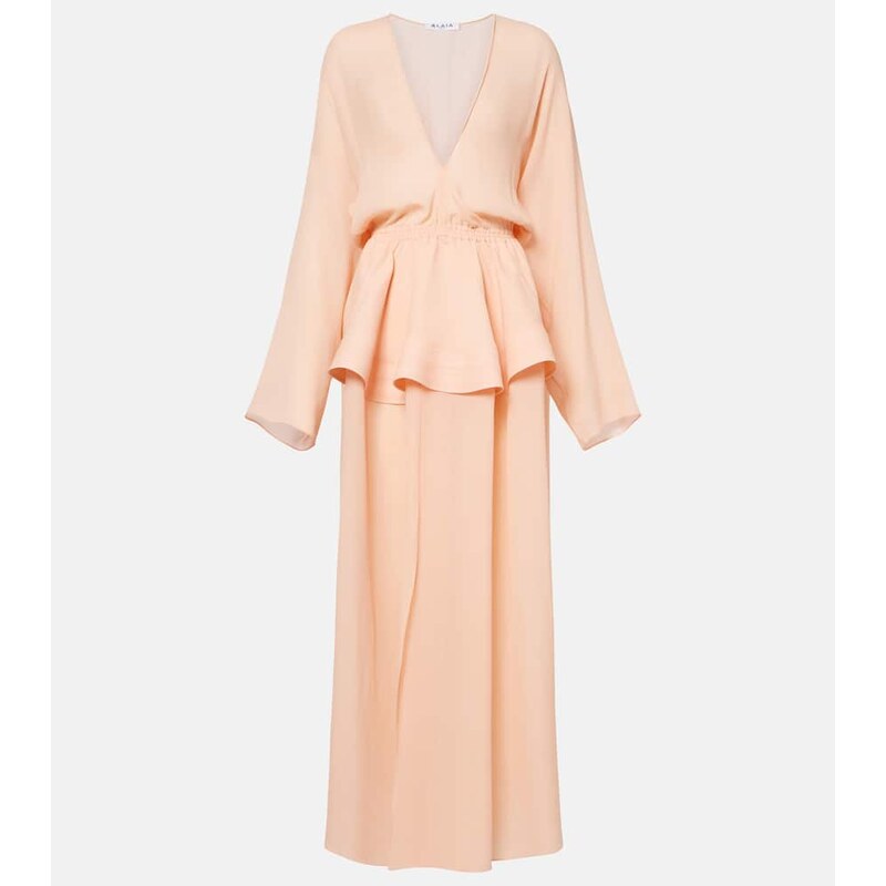 Alaïa Peplum georgette maxi dress