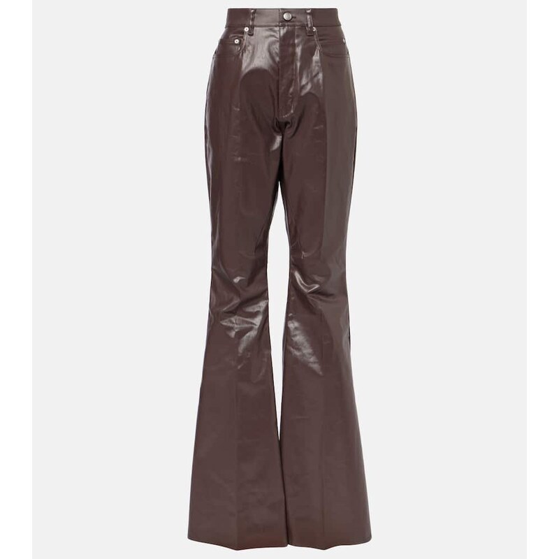 Rick Owens High-rise coated canvas straight pants