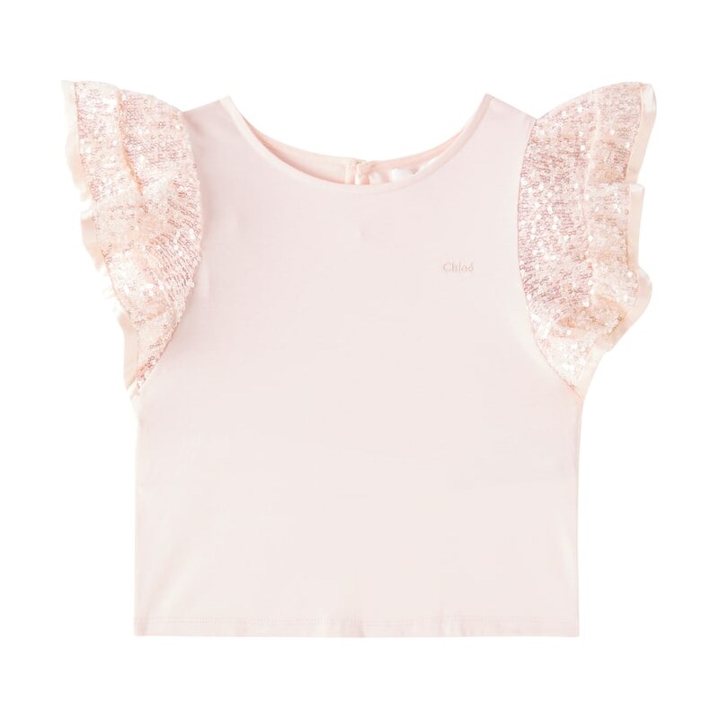 Chloé Kids Sequined cotton jersey top