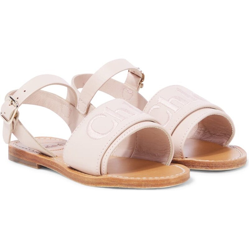 Chloé Kids Chloé embroidered leather sandals