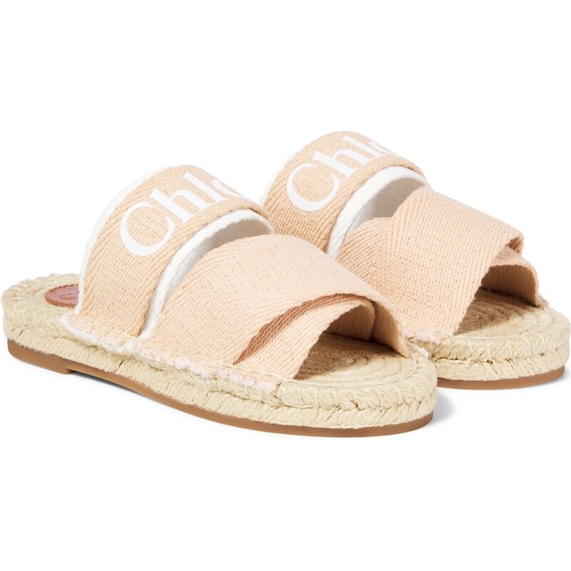 Chloé Kids Logo canvas espadrille slides