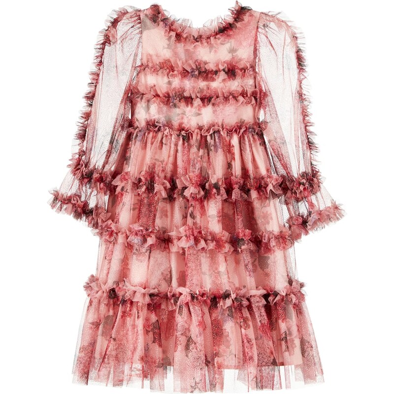 Patachou Ruffled floral tulle dress