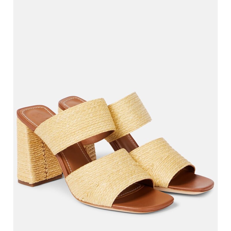 Staud Skylar raffia and leather mules