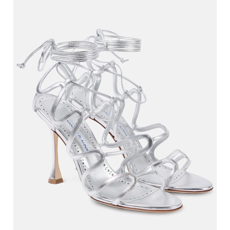 Manolo Blahnik Fawda 105 metallic leather sandals