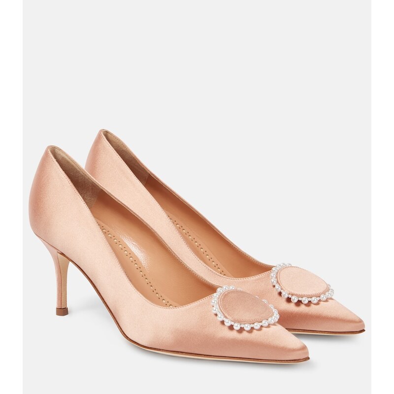 Manolo Blahnik Kifaclo 70 embellished satin pumps