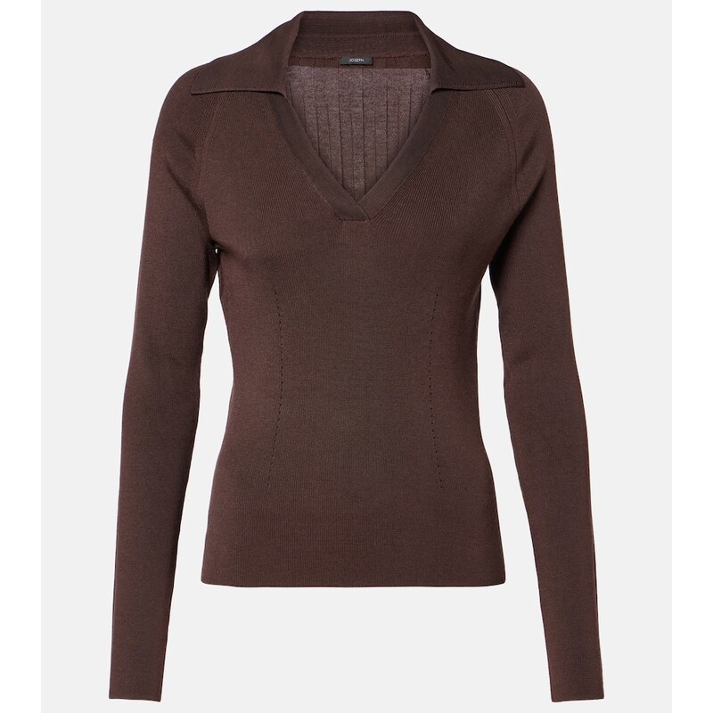 Joseph Ribbed-knit polo sweater