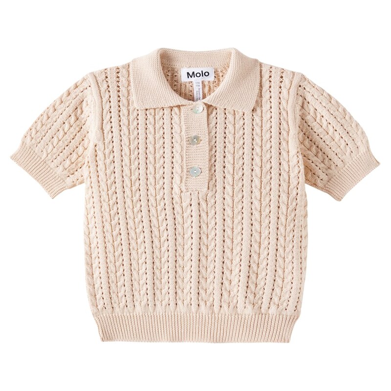 Molo Gretel cable-knit cotton polo shirt