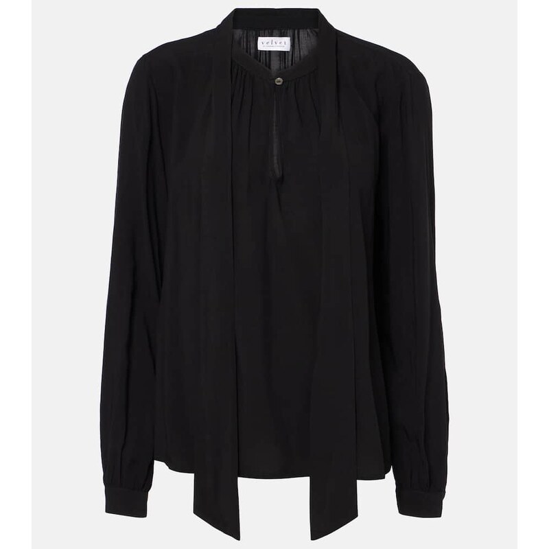 Velvet Gabrielle draped rayon challis blouse