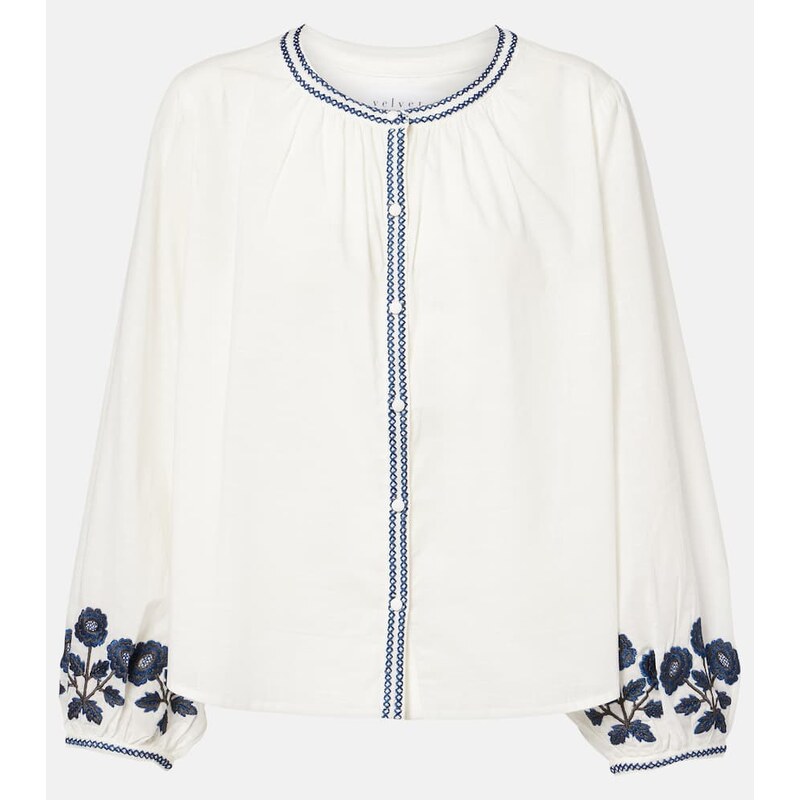 Velvet Rahwa embroidered cotton blouse