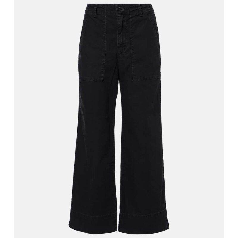 Velvet Mid-rise cotton canvas wide-leg pants