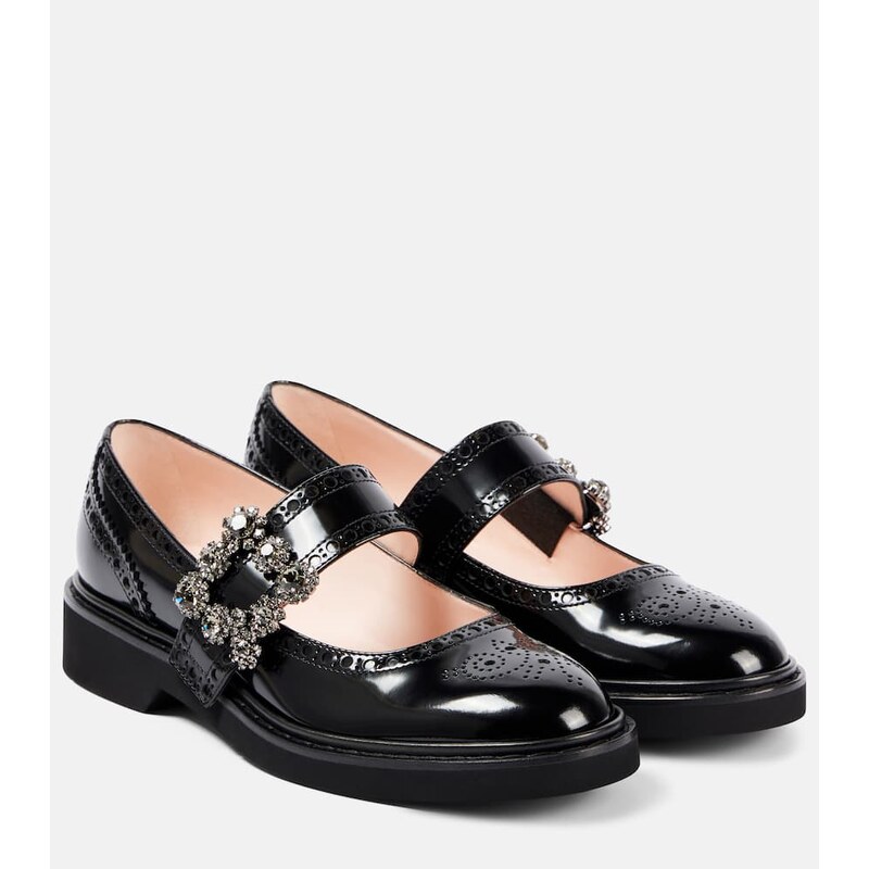 Roger Vivier Viv Rangers patent leather Mary Jane flats