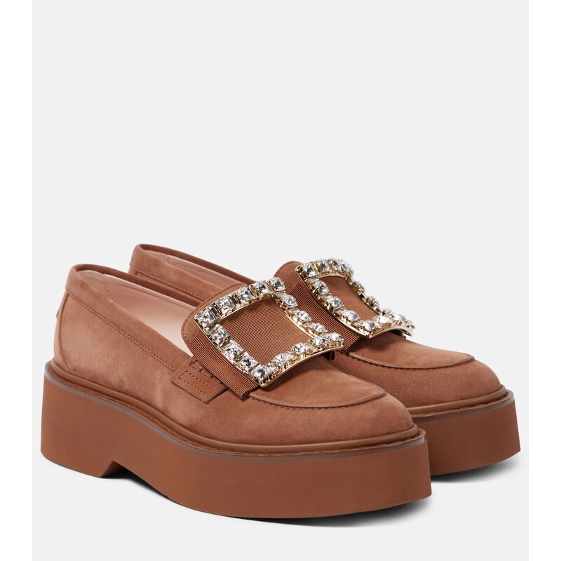 Roger Vivier Viv Rangers suede platform loafers