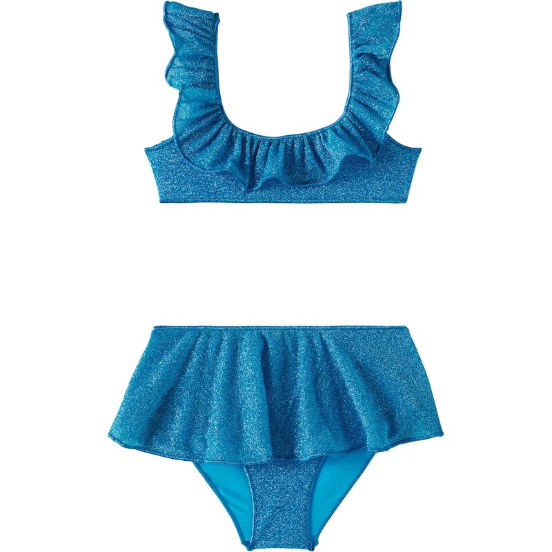 Oséree Kids Lumière ruffled lamé bikini
