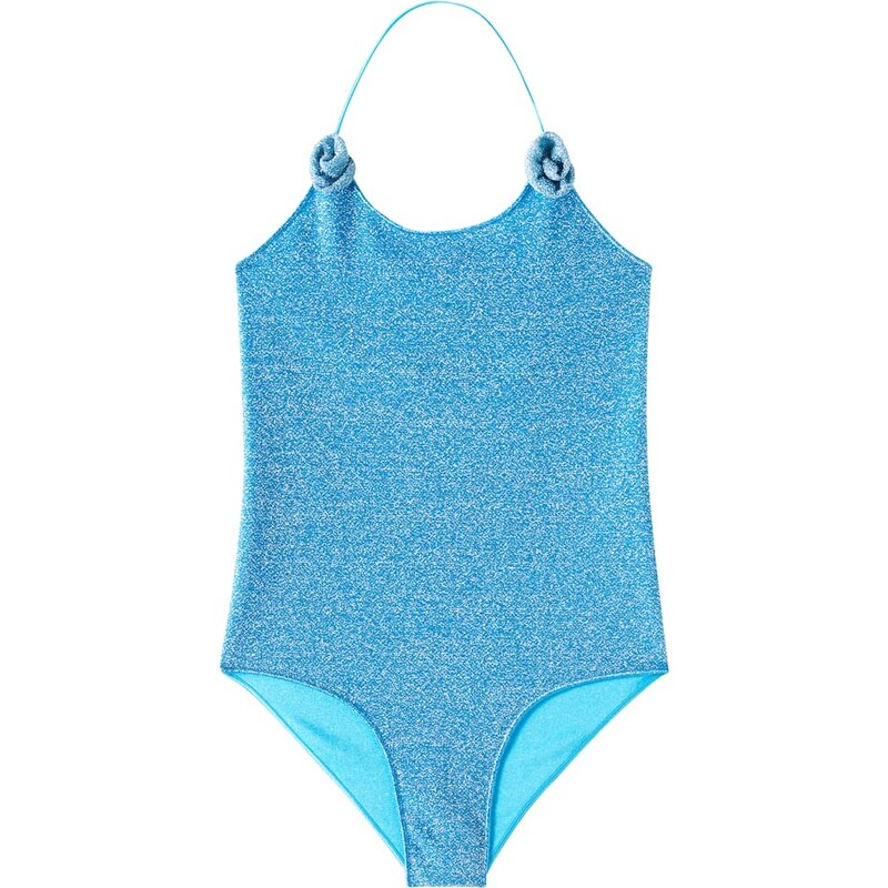 Oséree Kids Lumière floral-appliqué lamé swimsuit