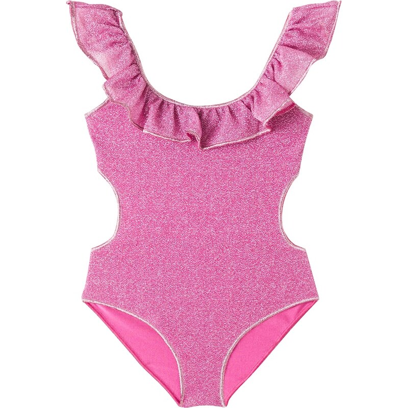 Oséree Kids Lumière ruffled lamé bikini