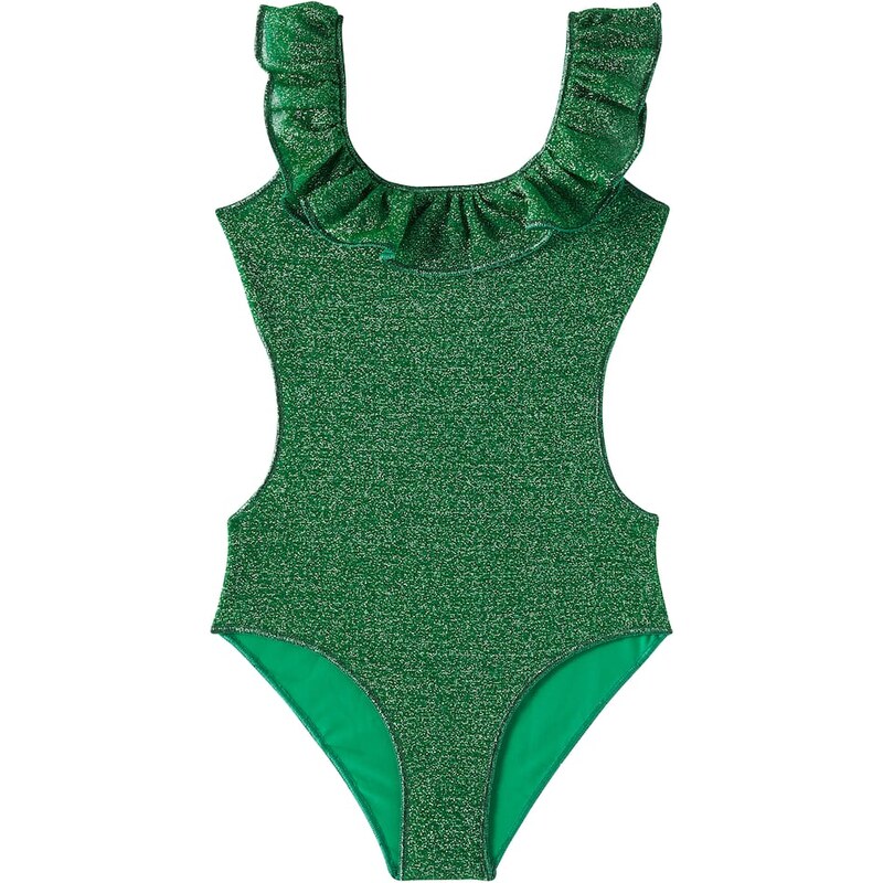 Oséree Kids Lumière ruffled lamé swimsuit