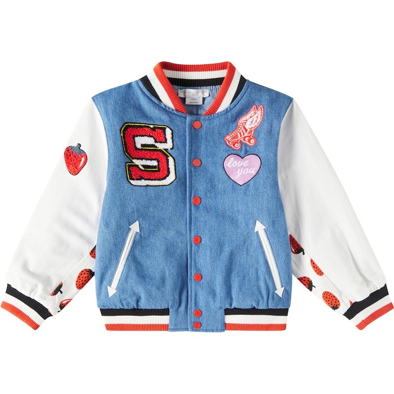 Stella McCartney Kids Logo patch-appliquÃ denim varsity jacket