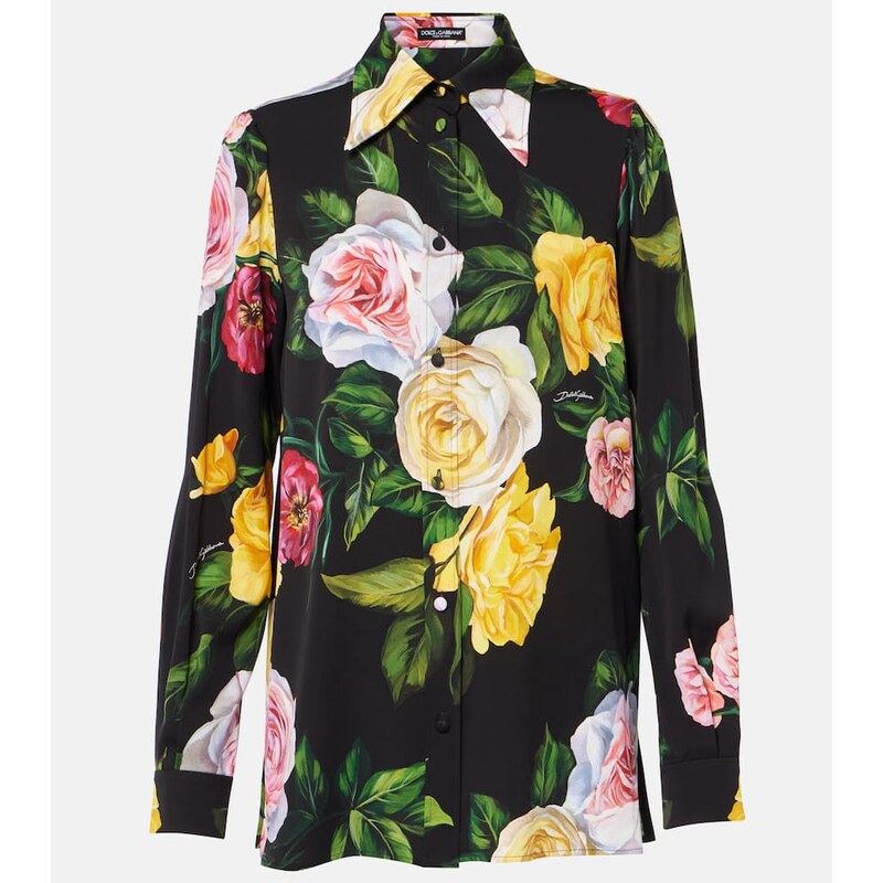 Dolce&Gabbana Floral silk-blend charmeuse shirt