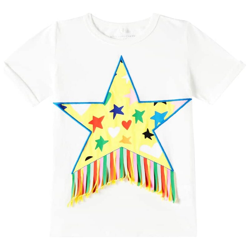 Stella McCartney Kids Fringe-trimmed cotton jersey T-shirt