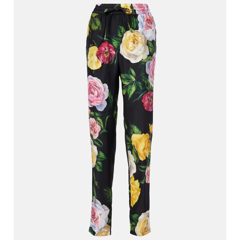 Dolce&Gabbana Floral silk straight pants