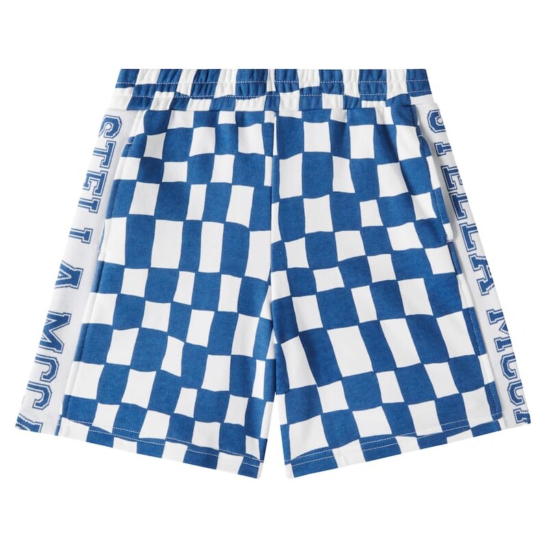 Stella McCartney Kids Logo checked cotton jersey shorts