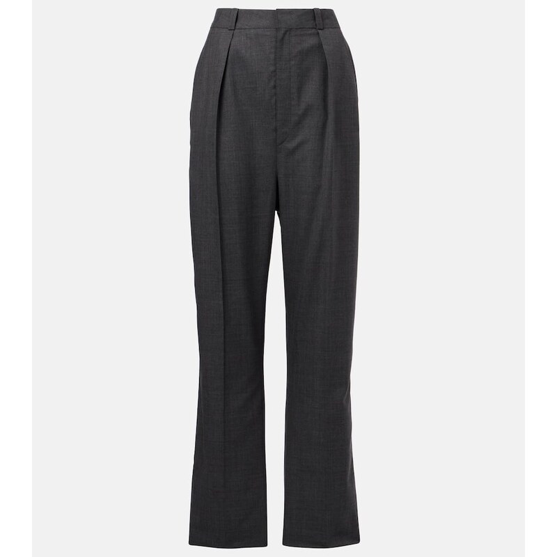 Lemaire Pleated wool twill straight pants