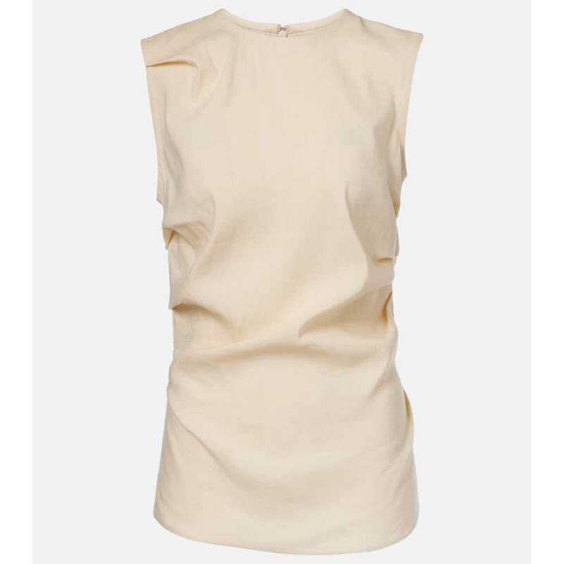 Proenza Schouler White Label Anoushka ruched linen-blend top
