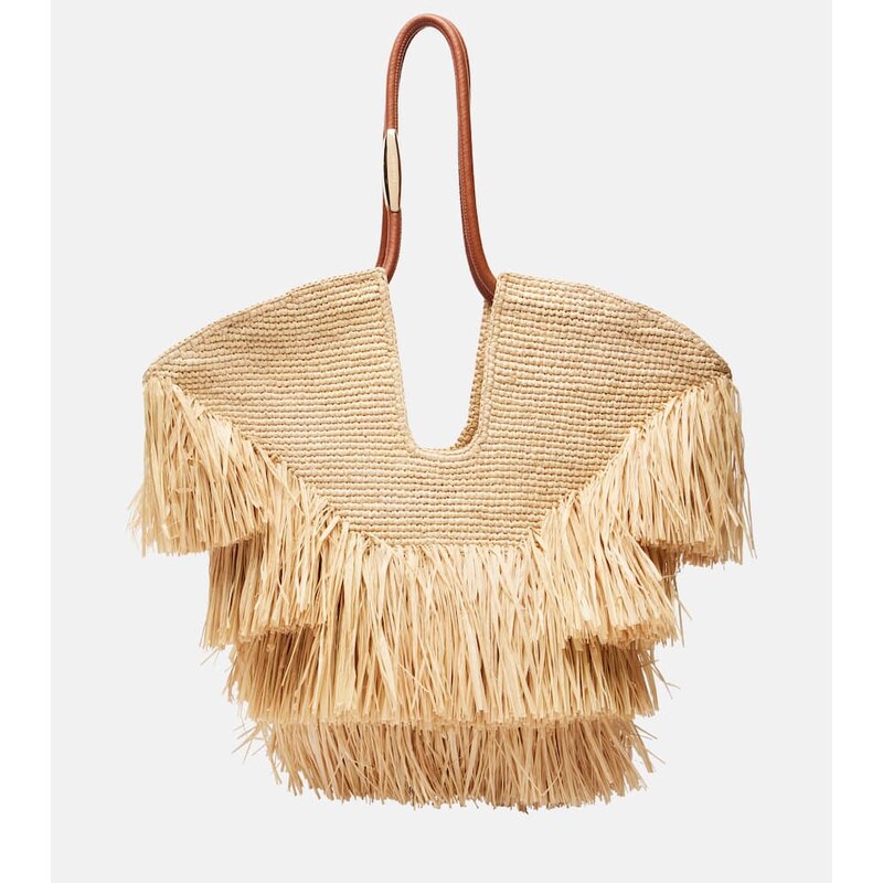 Zimmermann Goldentime Medium raffia tote bag
