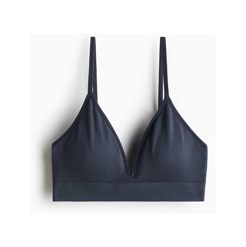 H&M - Bezešvá vyztužená měkká podprsenka - modrá 113276781