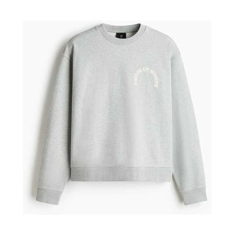 H&M - Mikinas potiskem Loose Fit - Světle Šedý Melír/Equipe