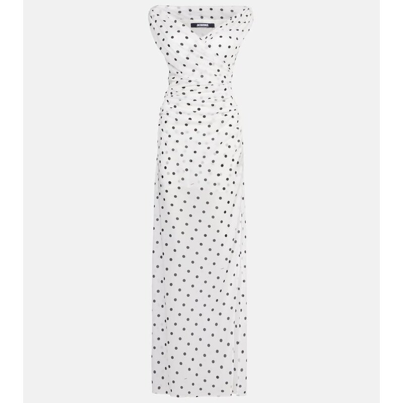 Jacquemus Rita draped polka-dot maxi dress