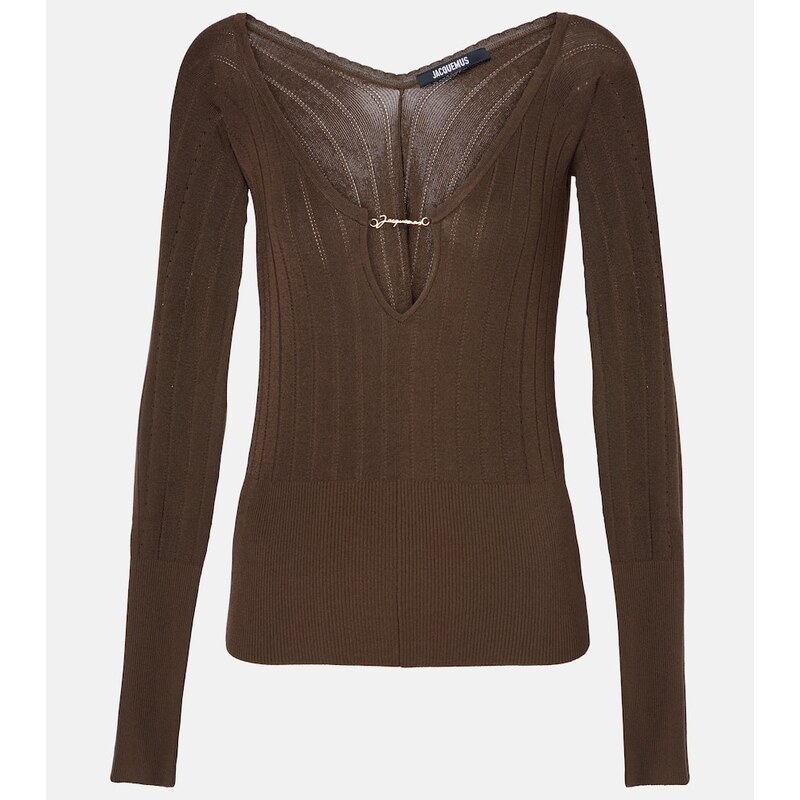 Jacquemus PralÃ¹ logo ribbed-knit top