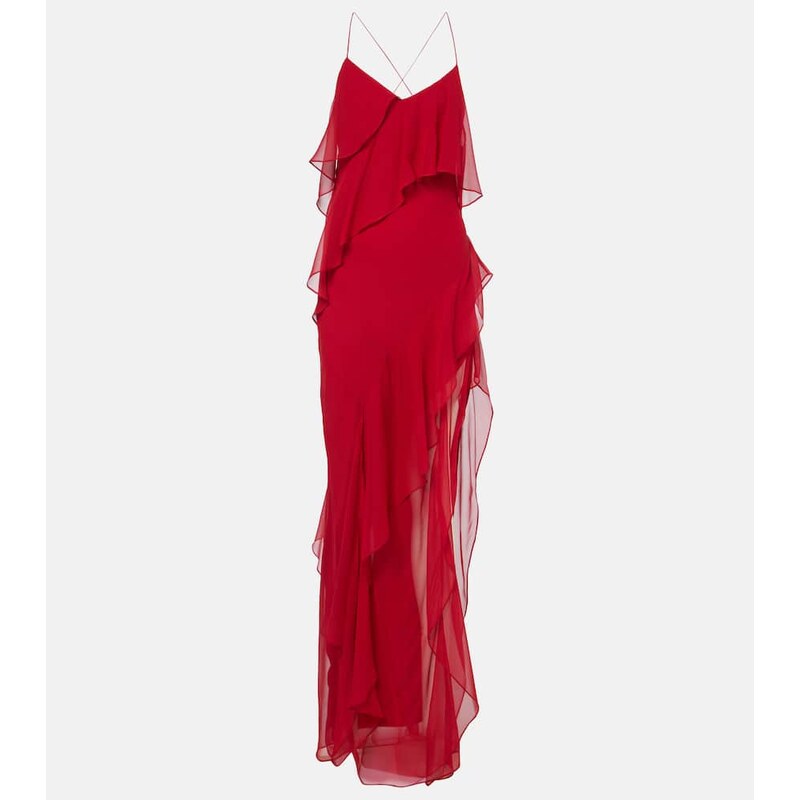 The Sei Ruffled silk chiffon gown