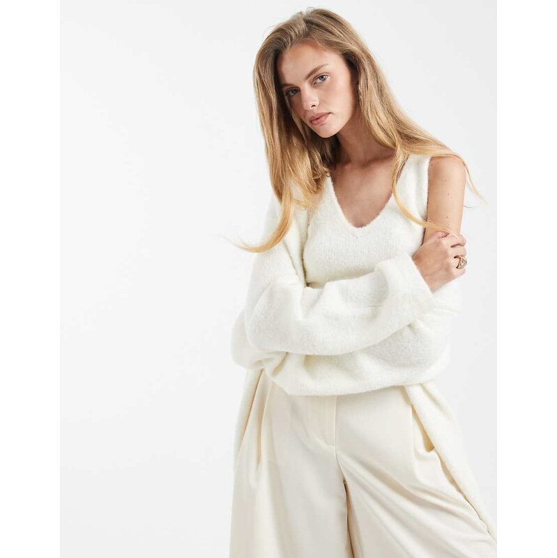 4th & Reckless wool feel soft knitted cami vest co-ord in cream-White 113277393