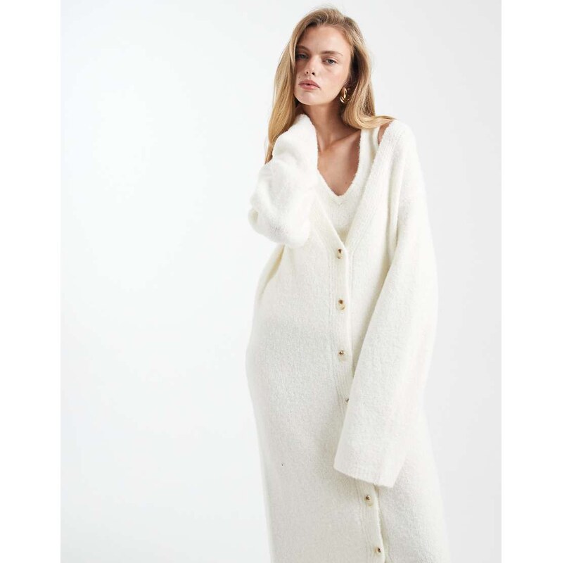 4th & Reckless wool feel soft knitted v neck maxi cardigan co-ord in 113277394