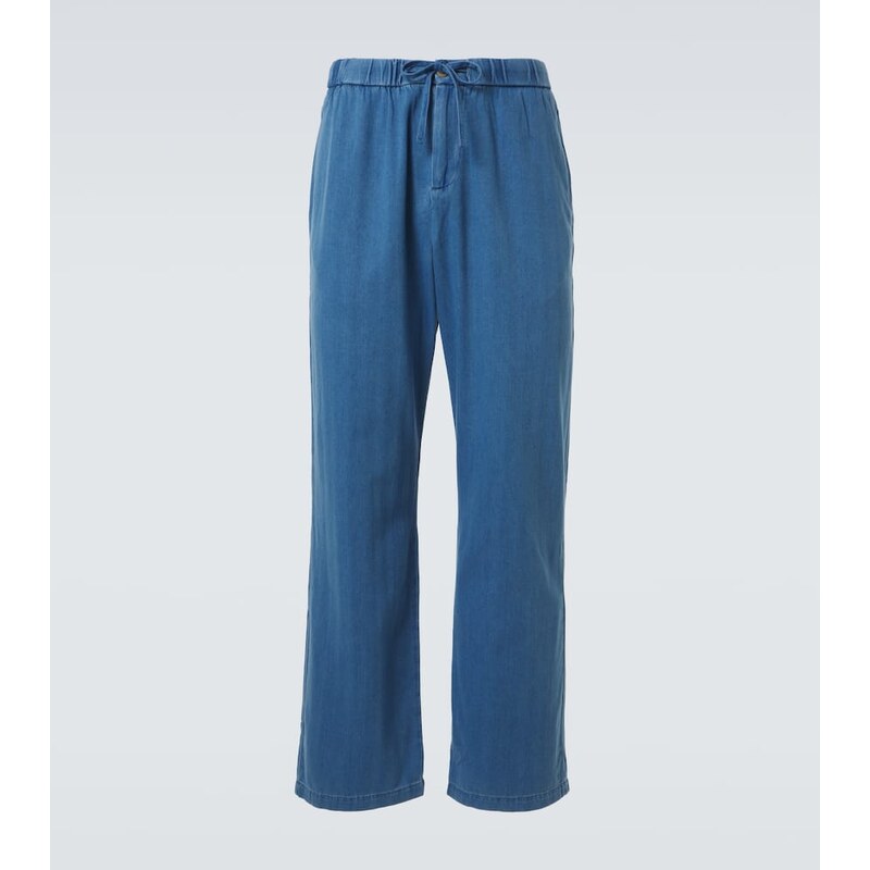 Frescobol Carioca Rocha herringbone cotton twill wide-leg pants