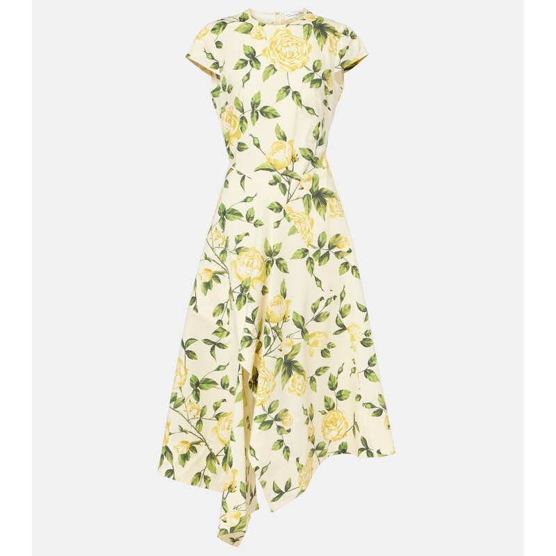 Oscar de la Renta Floral cotton-blend poplin midi dress