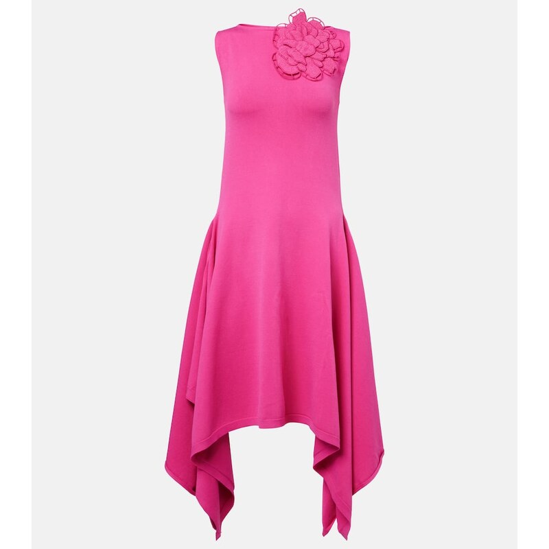 Oscar de la Renta Floral-appliquÃ asymmetric cocktail dress