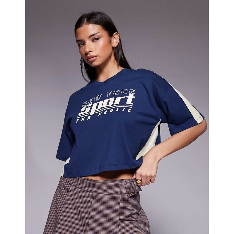 The Frolic exclusive v neck graphic front contrast yellow trim