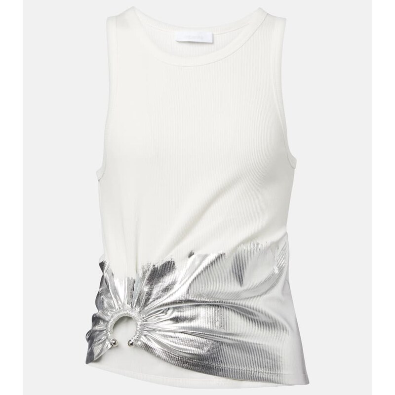 Rabanne Gathered cotton-blend tank top