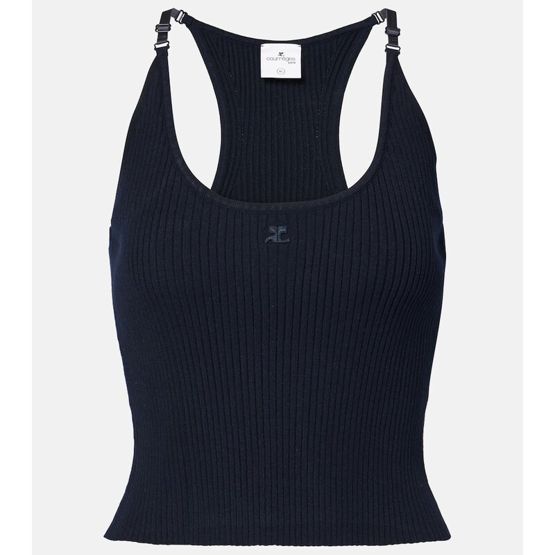 Courrèges Logo ribbed-knit tank top