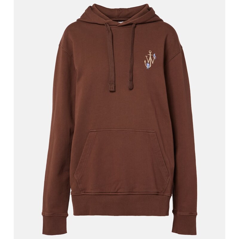 JW Anderson Printed embroidered cotton jersey hoodie