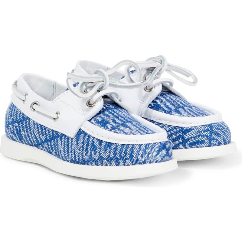 Moschino Kids Logo leather-trimmed boat shoes