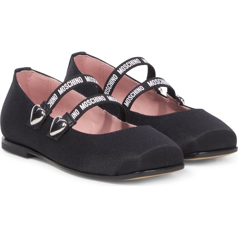 Moschino Kids Leather-trimmed ballet flats