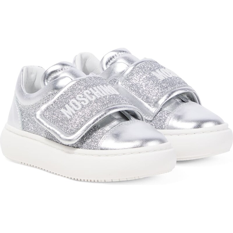 Moschino Kids Logo leather sneakers