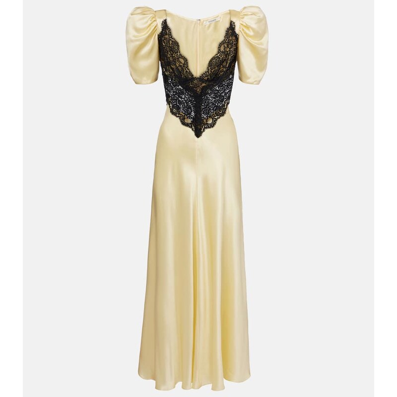 Rodarte Lace-trimmed silk charmeuse gown